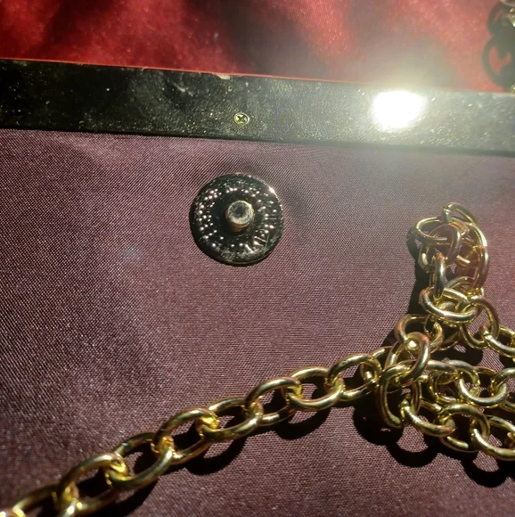 Very rare Burgundy Cato two way 2way bag clutch gold hardware chain handle - Picture 10 of 16